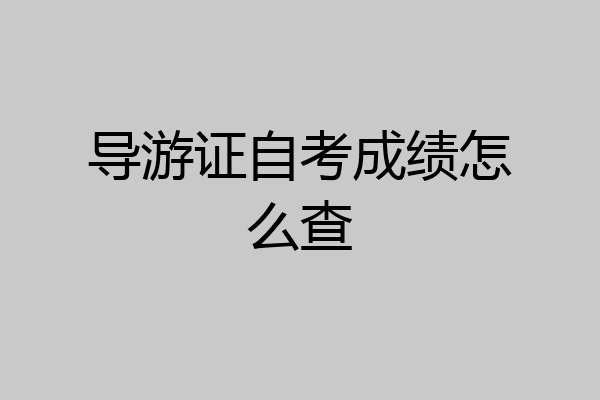 导游证自考成绩怎么查