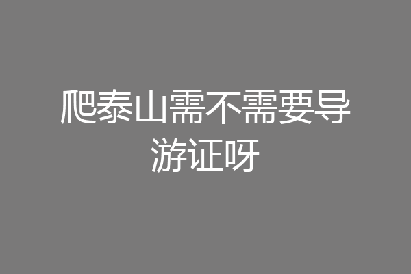爬泰山需不需要导游证呀