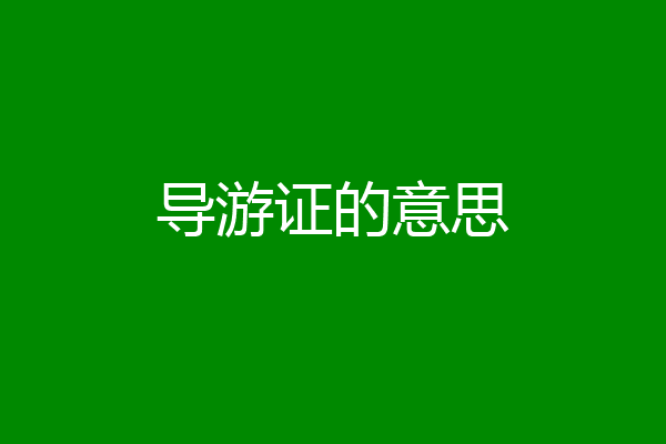 导游证的意思