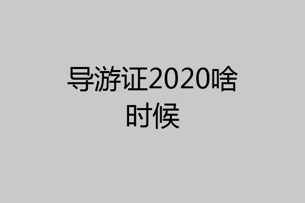导游证2020啥时候