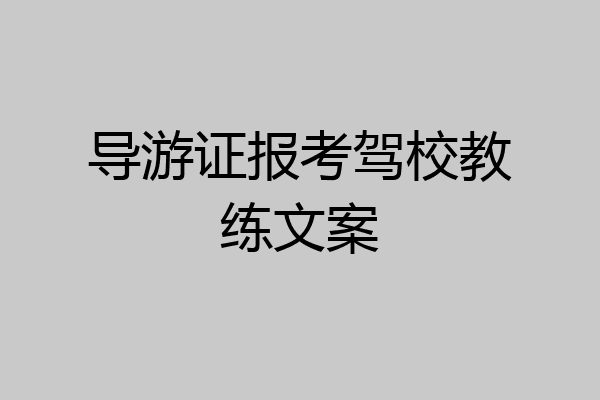 导游证报考驾校教练文案