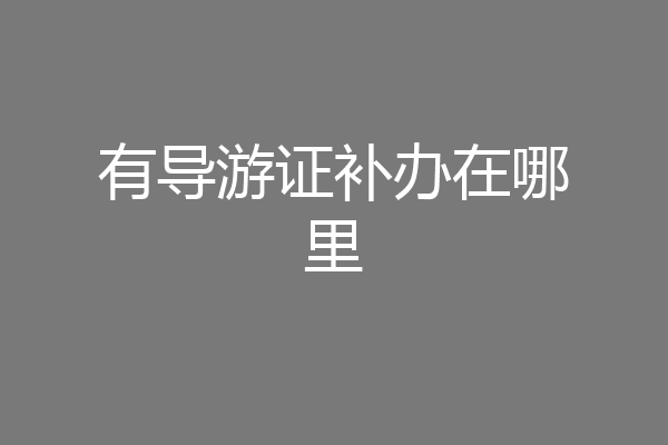有导游证补办在哪里