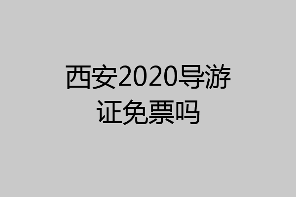 西安2020导游证免票吗