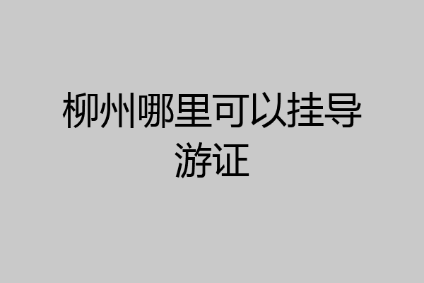 柳州哪里可以挂导游证