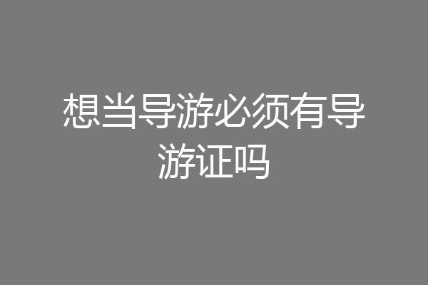 想当导游必须有导游证吗