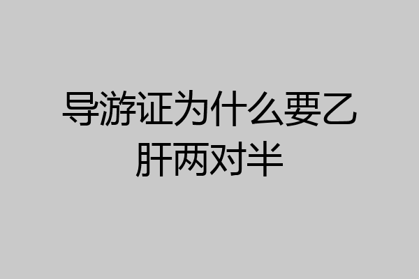 导游证为什么要乙肝两对半