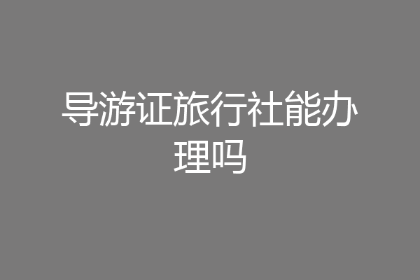 导游证旅行社能办理吗