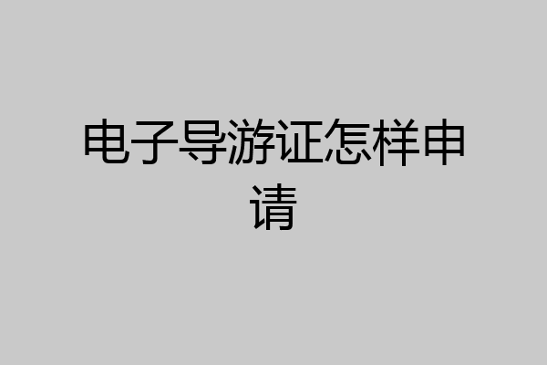 电子导游证怎样申请