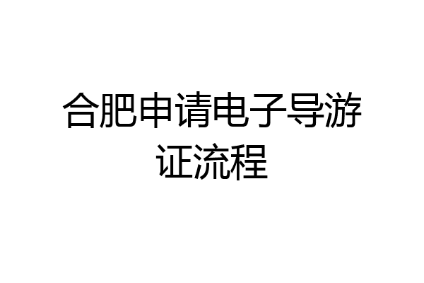 合肥申请电子导游证流程