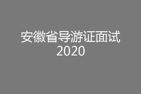 安徽省导游证面试2020