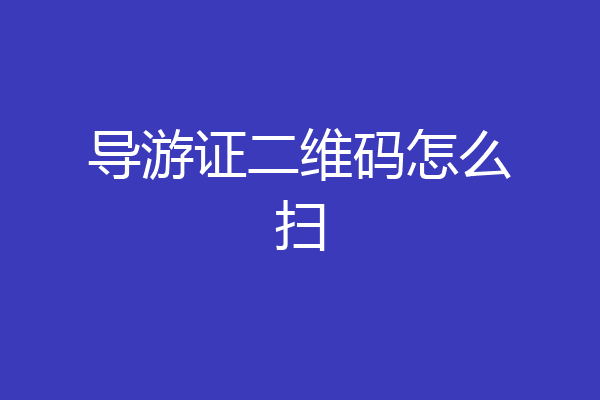 导游证二维码怎么扫