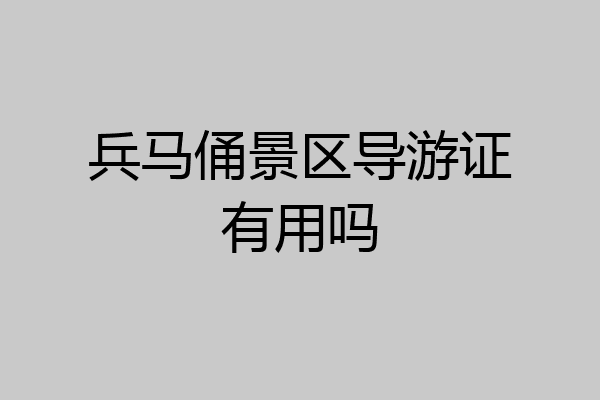 兵马俑景区导游证有用吗