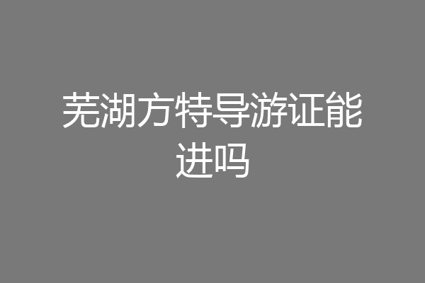 芜湖方特导游证能进吗