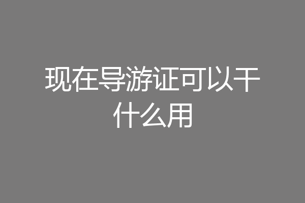 现在导游证可以干什么用