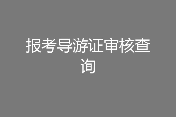 报考导游证审核查询