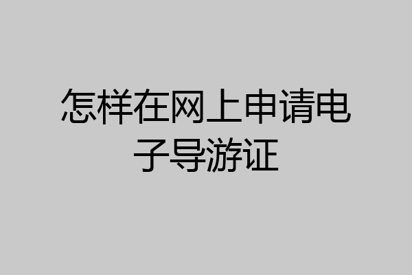 怎样在网上申请电子导游证