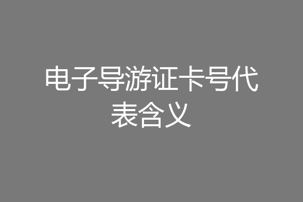 电子导游证卡号代表含义