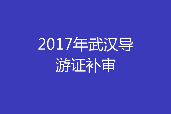 2017年武汉导游证补审