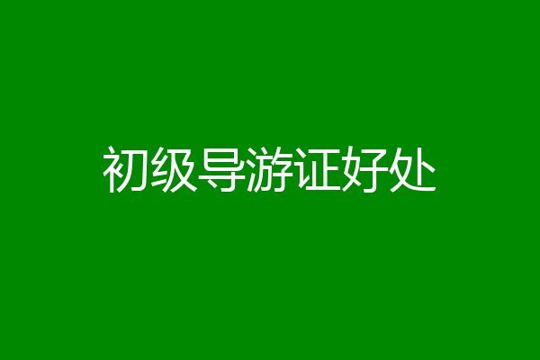 初级导游证好处