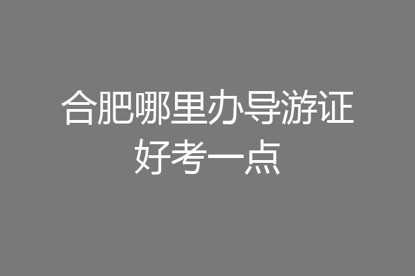 合肥哪里办导游证好考一点