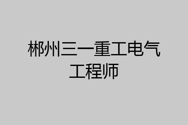 郴州三一重工电气工程师