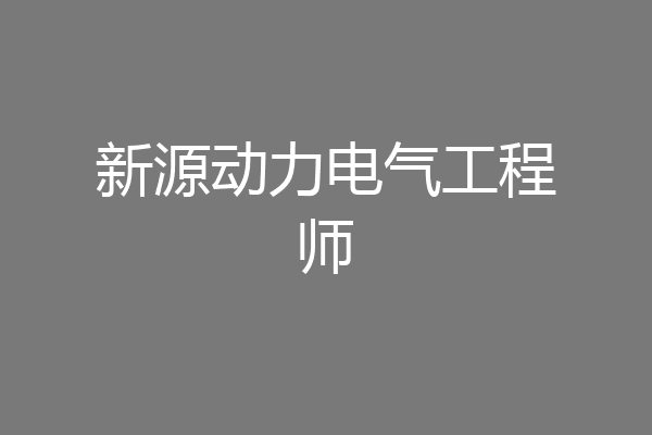 新源动力电气工程师