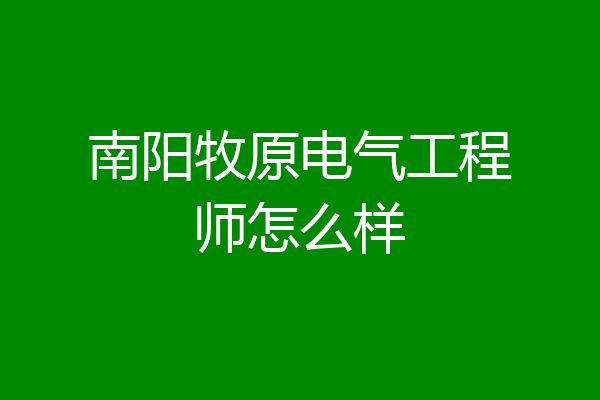 南阳牧原电气工程师怎么样