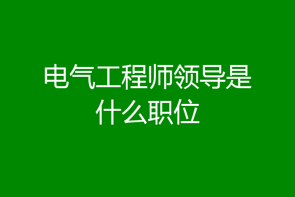 电气工程师领导是什么职位