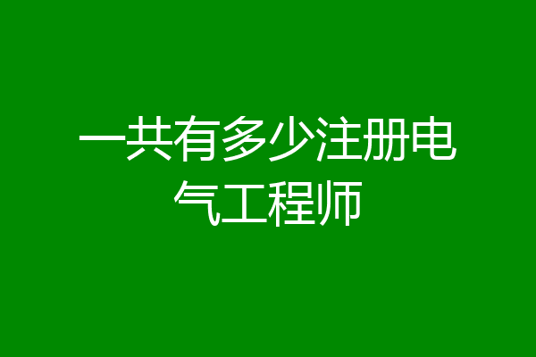 一共有多少注册电气工程师