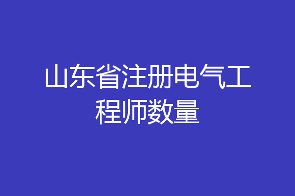 山东省注册电气工程师数量