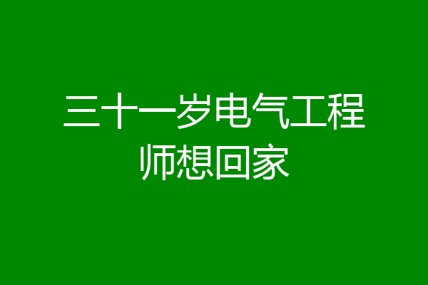 三十一岁电气工程师想回家