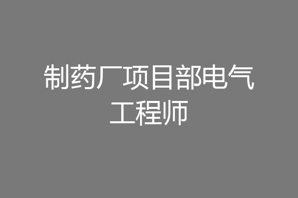 制药厂项目部电气工程师