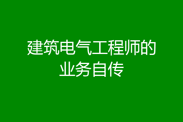 建筑电气工程师的业务自传