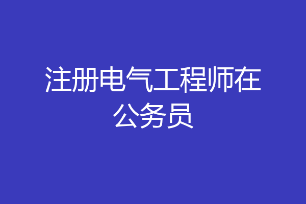 注册电气工程师在公务员