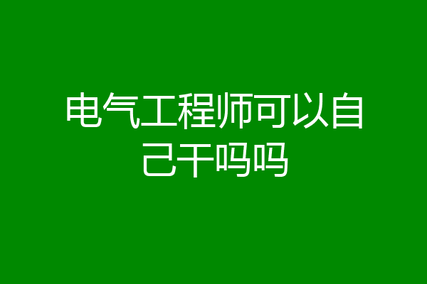 电气工程师可以自己干吗吗