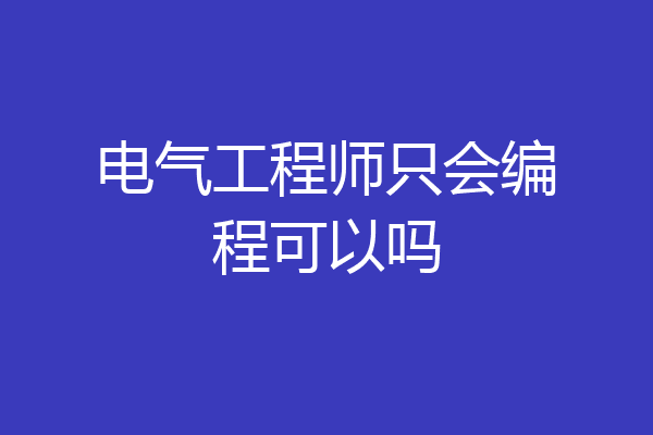 电气工程师只会编程可以吗