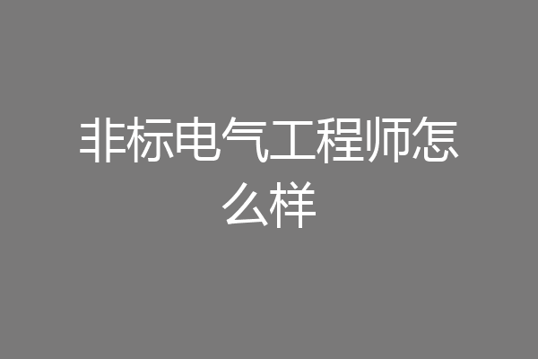 非标电气工程师怎么样