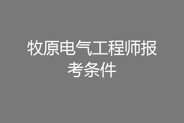 牧原电气工程师报考条件
