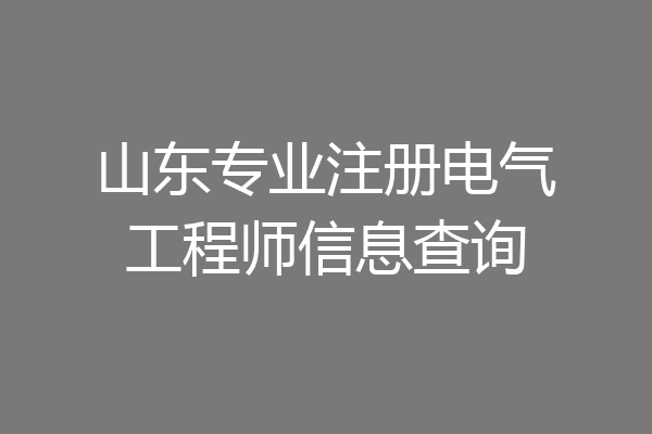 山东专业注册电气工程师信息查询