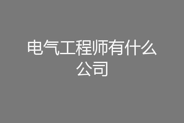 电气工程师有什么公司