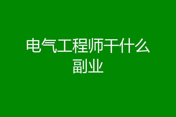 电气工程师干什么副业