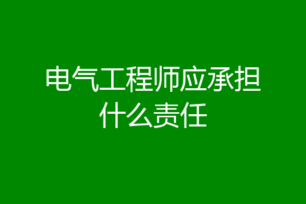 电气工程师应承担什么责任