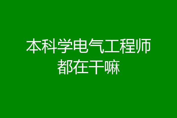 本科学电气工程师都在干嘛