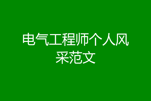 电气工程师个人风采范文