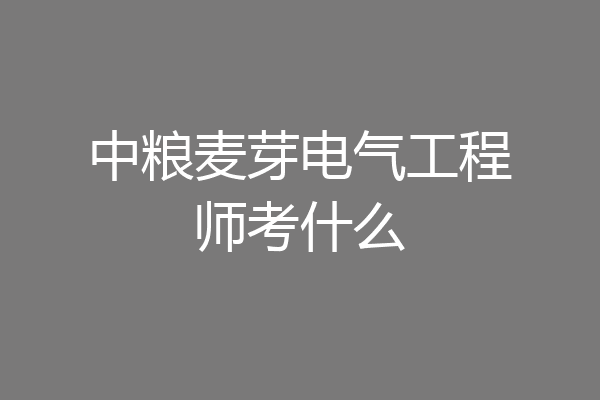 中粮麦芽电气工程师考什么
