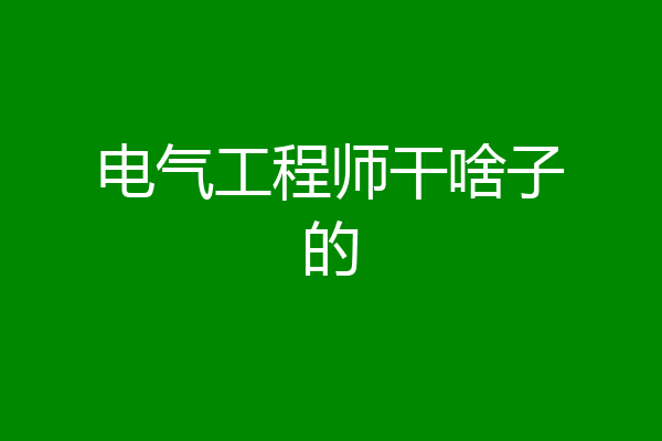 电气工程师干啥子的