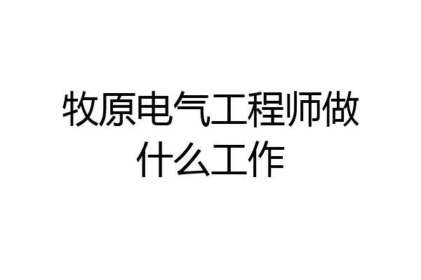 牧原电气工程师做什么工作