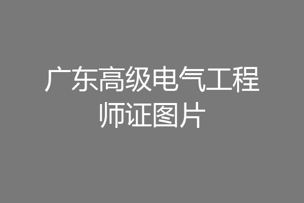 广东高级电气工程师证图片