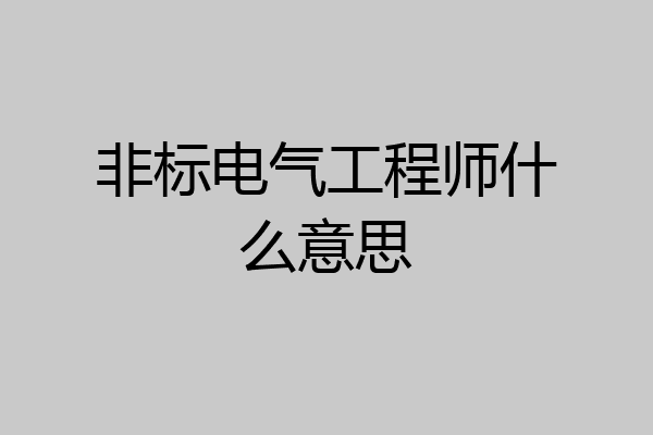 非标电气工程师什么意思