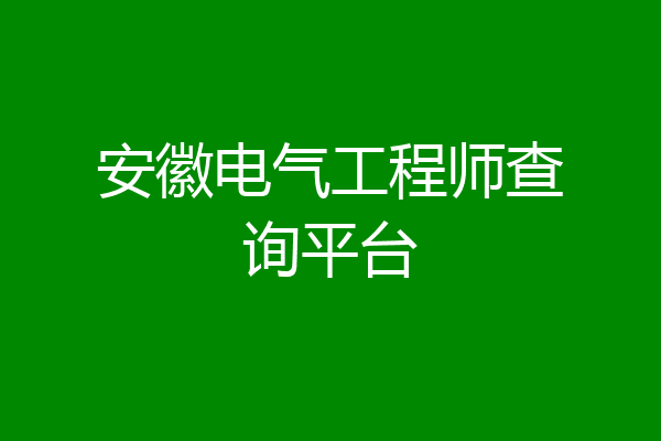 安徽电气工程师查询平台